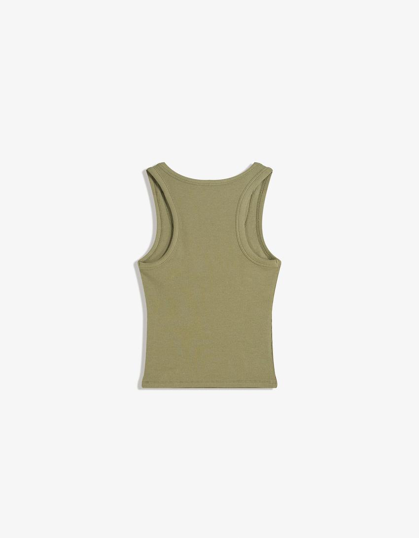 Camiseta sin mangas tachas-Kaki