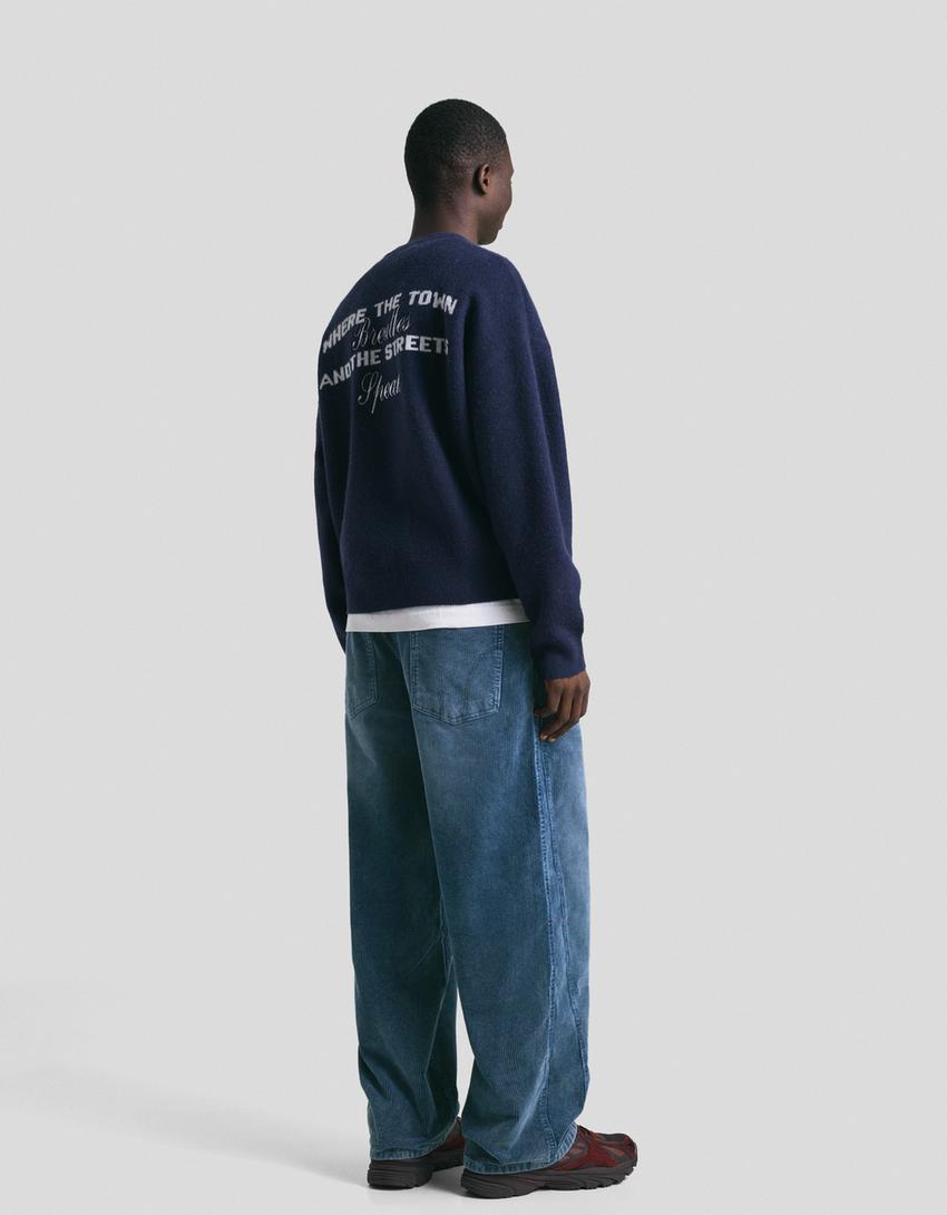 Super Baggy Cordhose-Blau