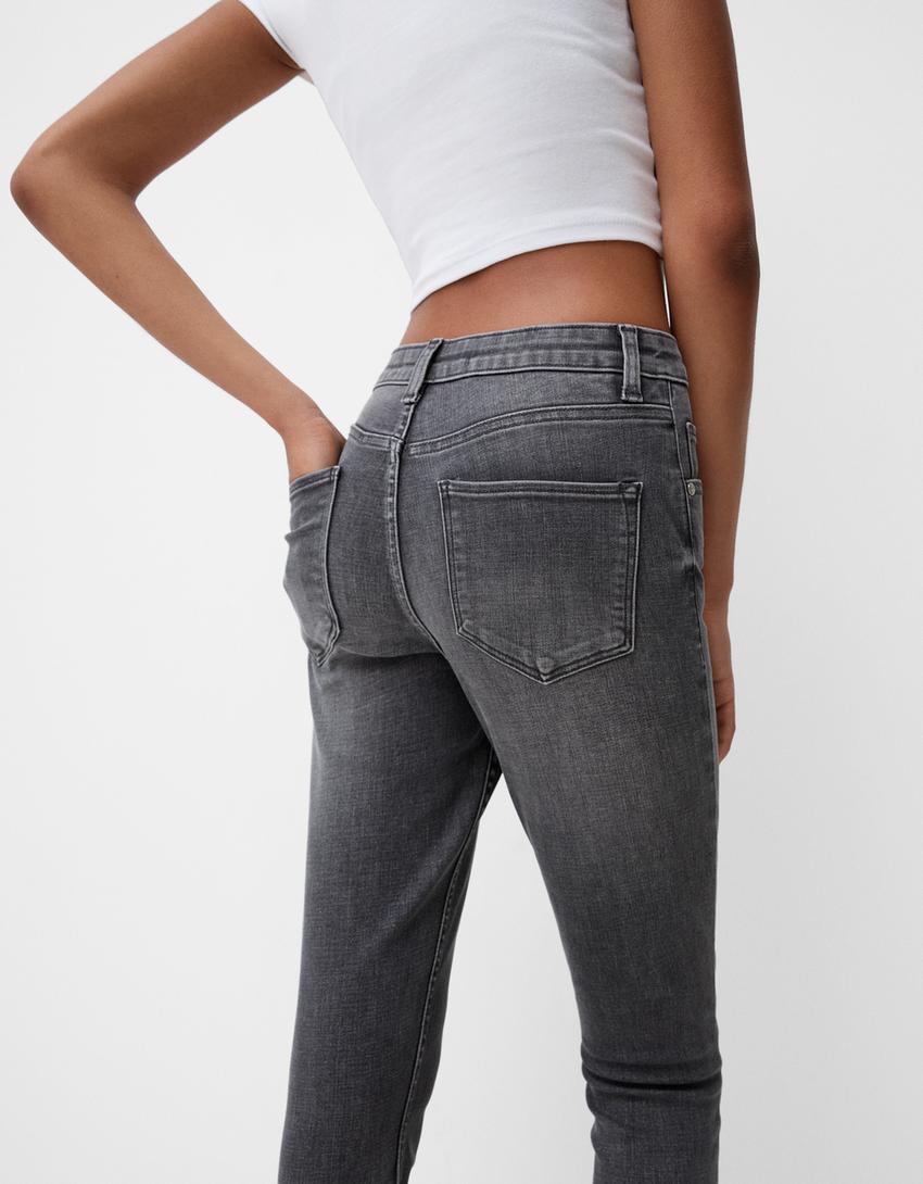 Jeans super high waist skinny-Gris oscuro