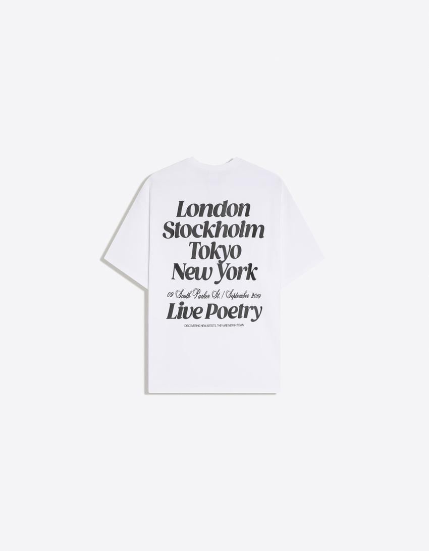 Camiseta manga corta print-Blanco roto