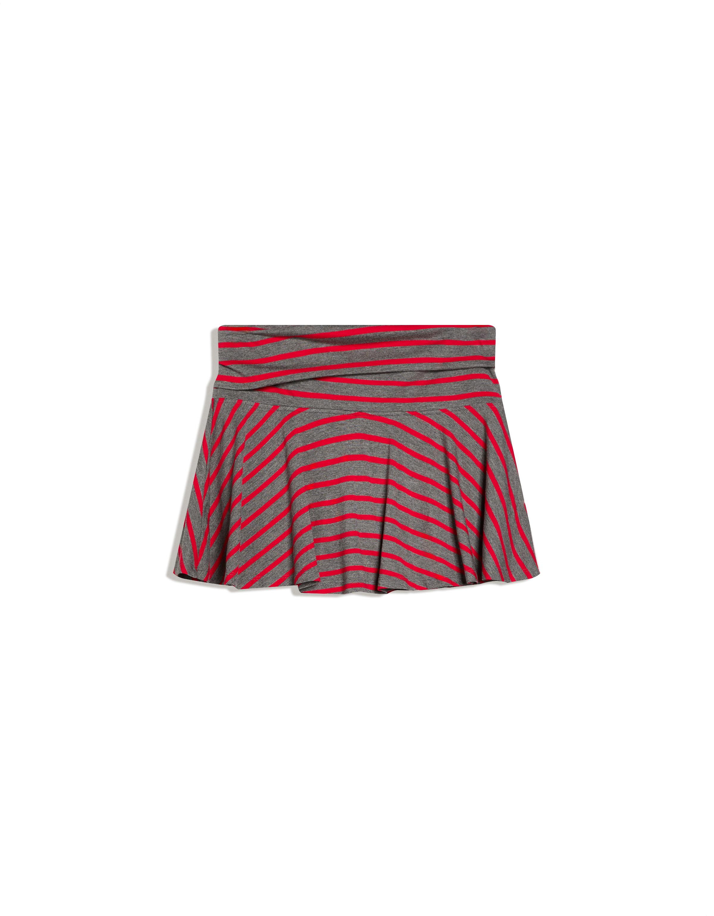 Double-waist flared mini skirt