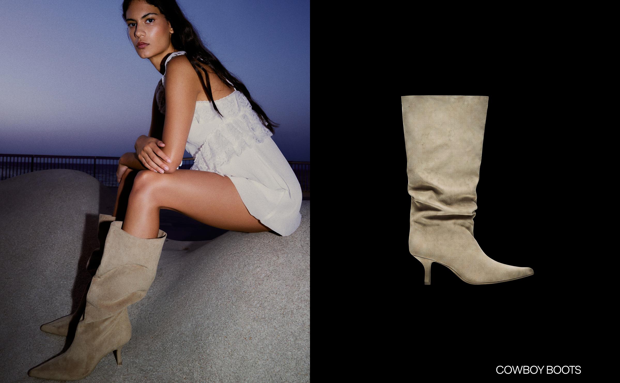 Kitten heel boots — BEIGE