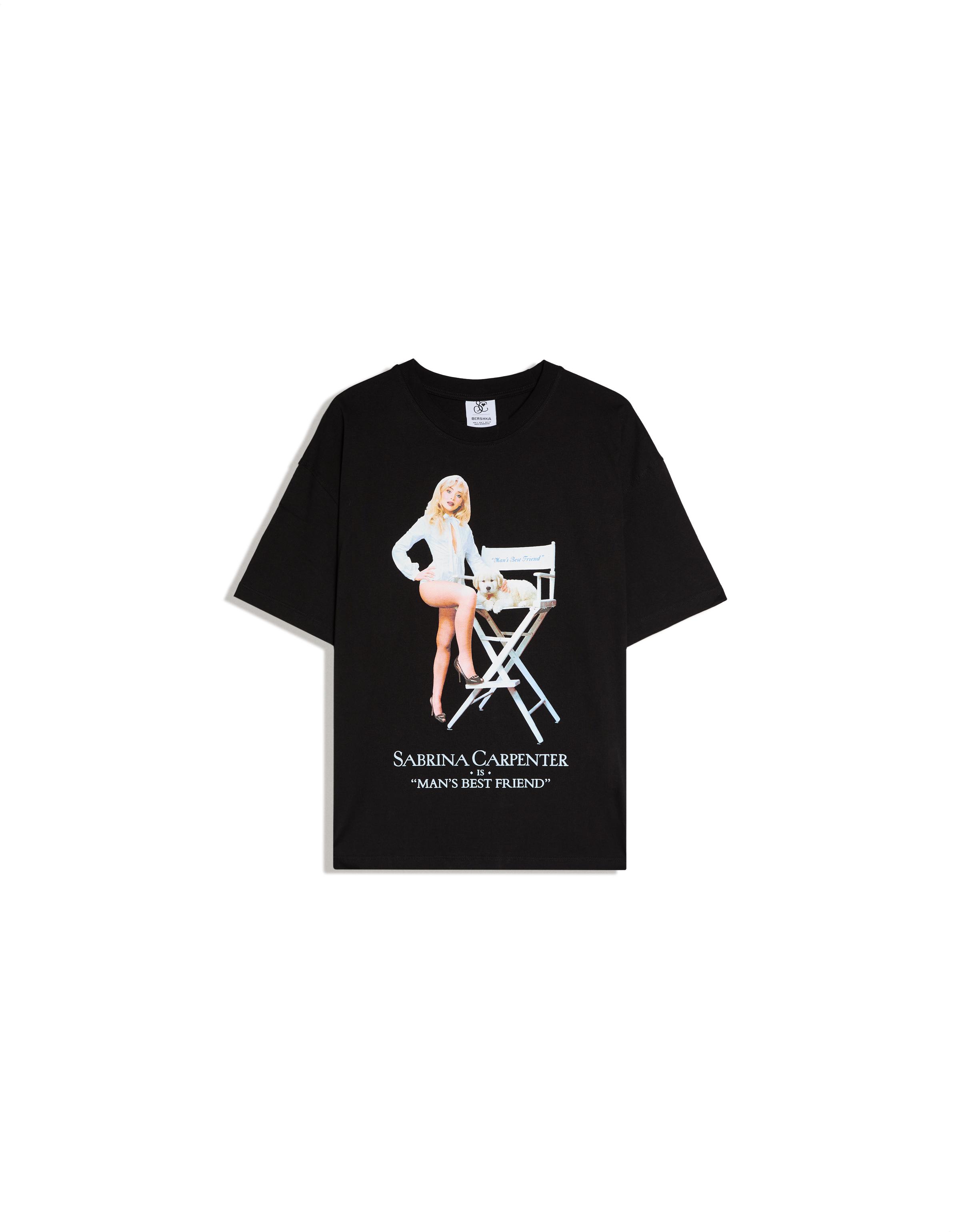 SABRINA CARPENTER oversize print T-shirt — Black