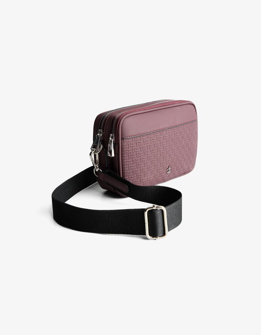 Crossbody bag with raised design-Burgundy
