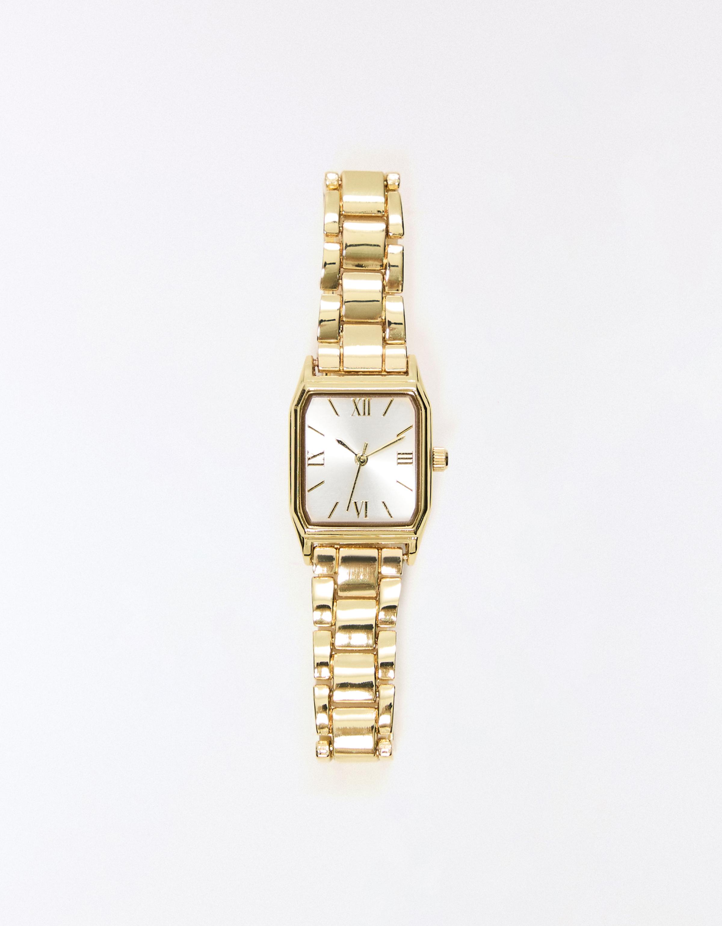Rectangular dial wrist watch — Gold