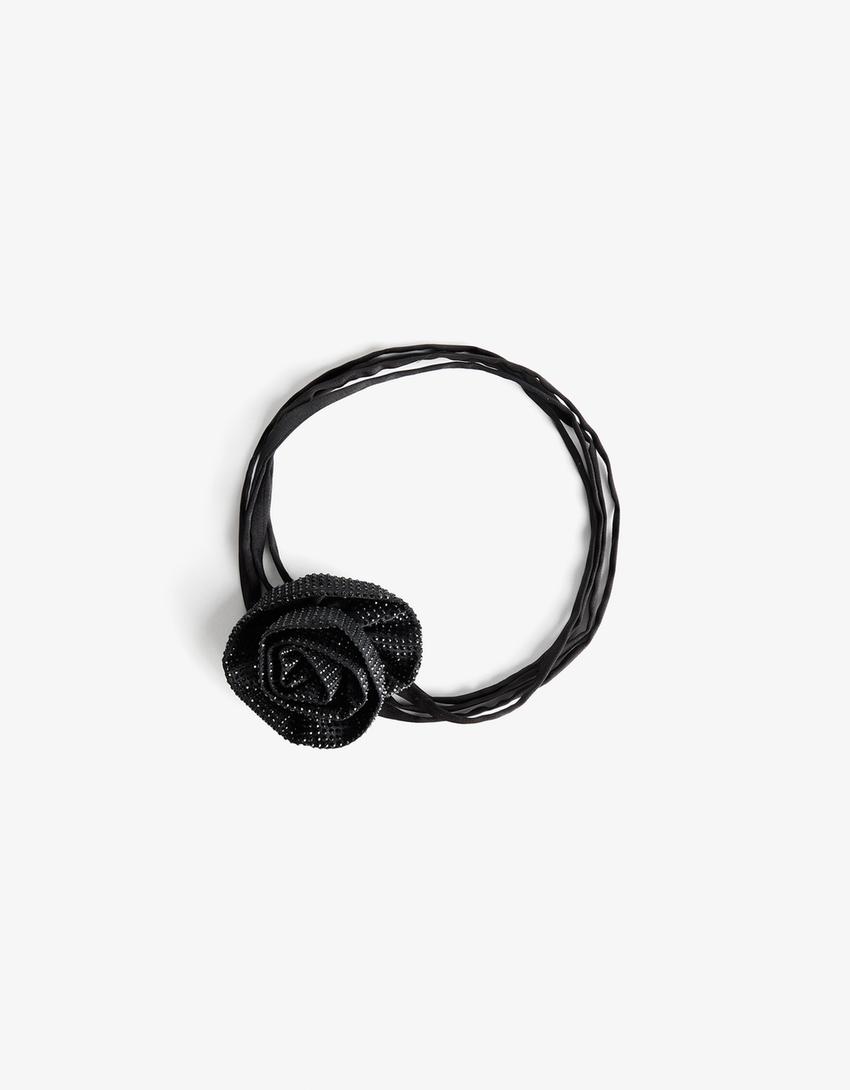 Collaret choker rosa brillantor-Negre