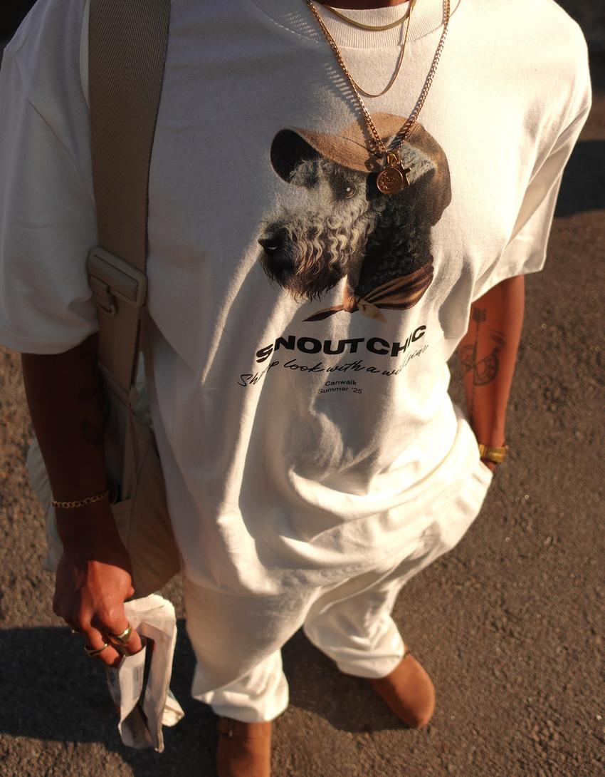 Short sleeve T-shirt with print-Off white-5