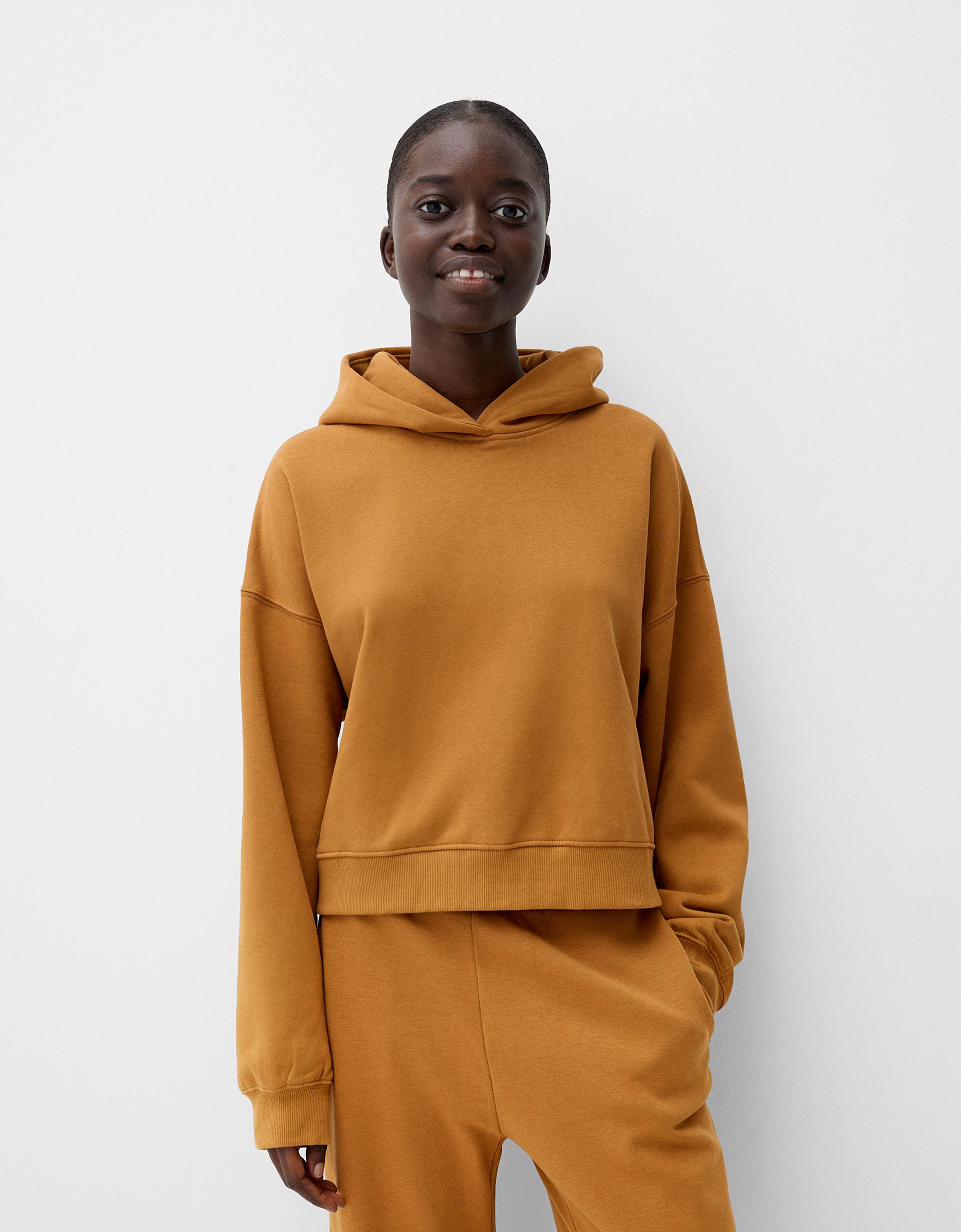 Bershka Hoodie Aus Plüsch Damen S Hellbraun