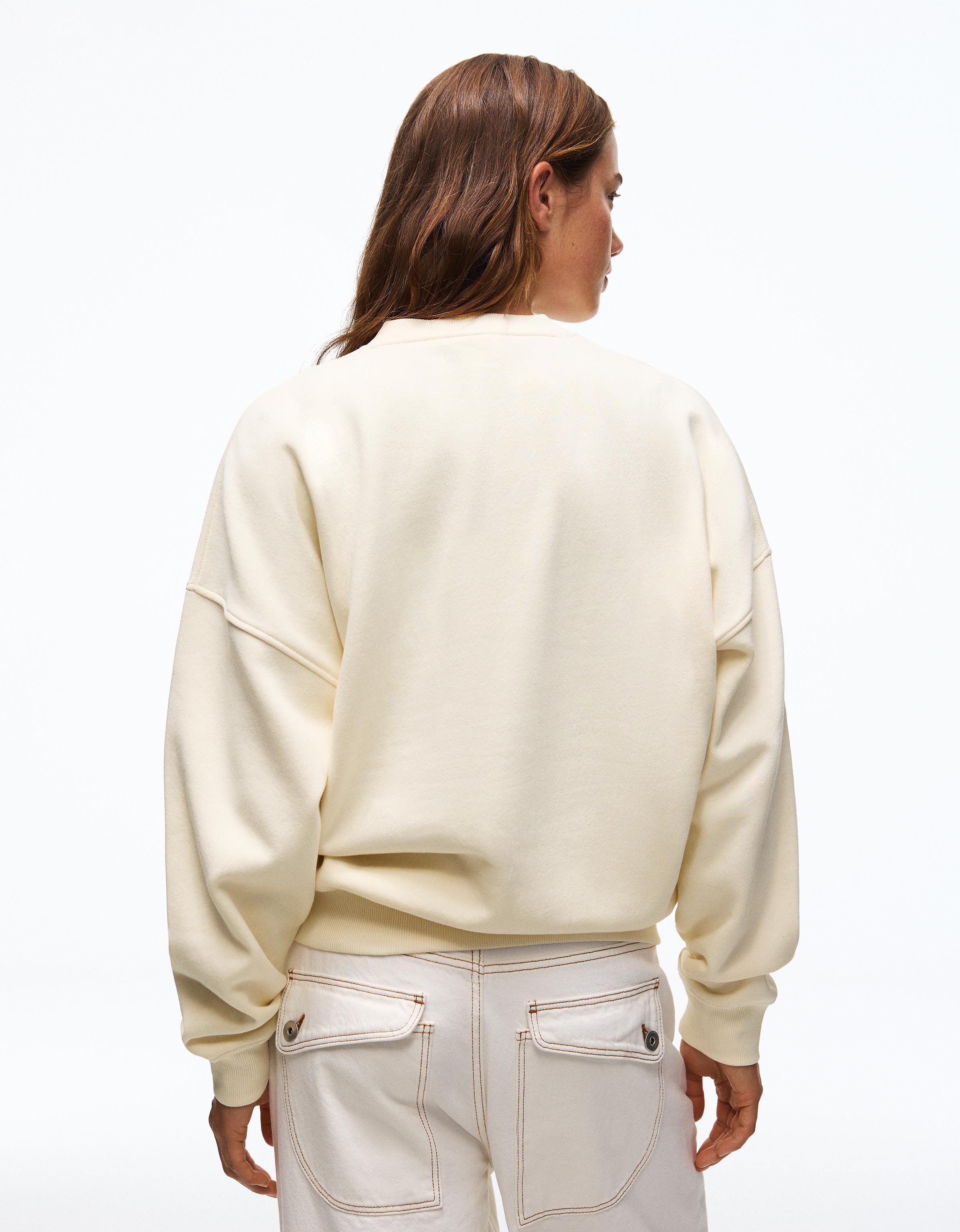 Round neck sweatshirt — Off white