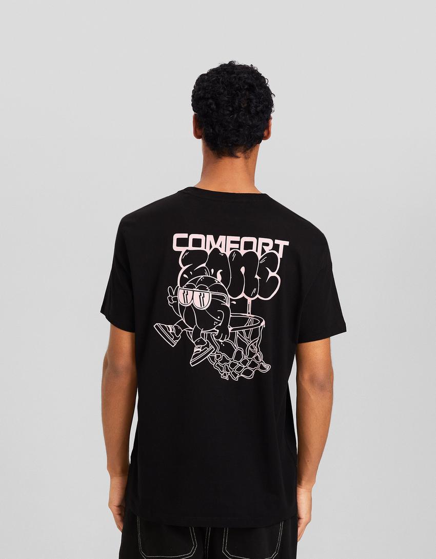 Short sleeve T-shirt with print-Black-1