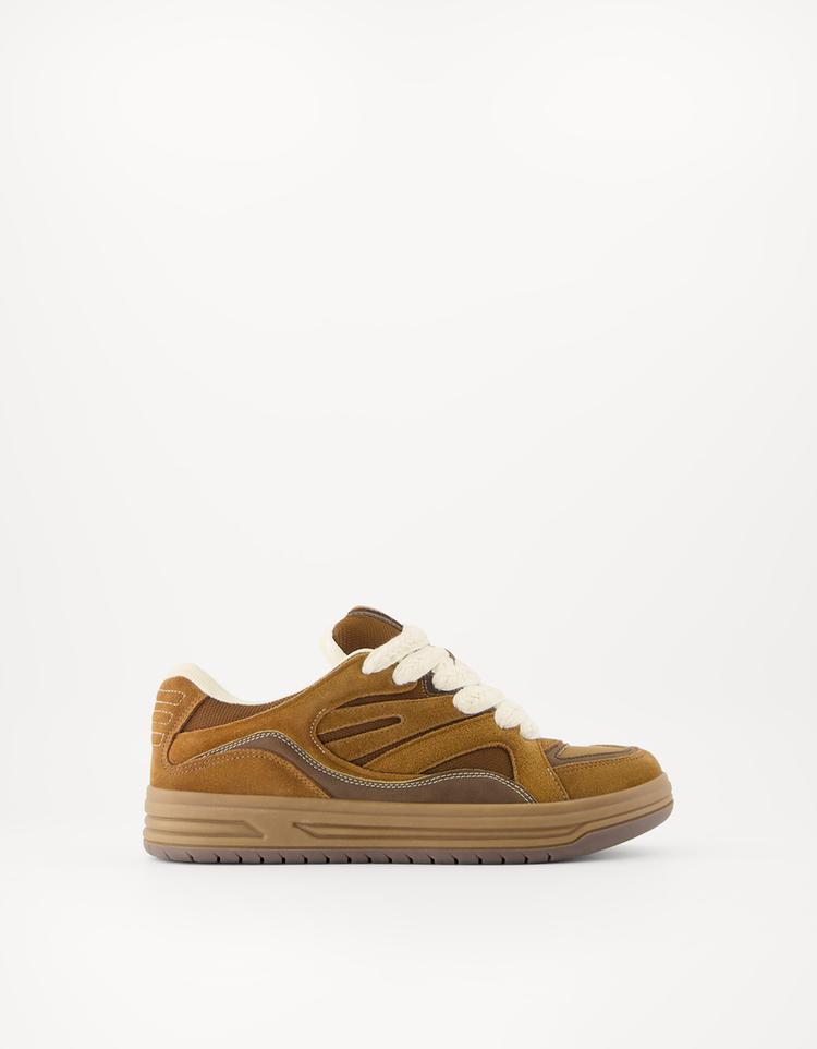 Split leather skater sneakers