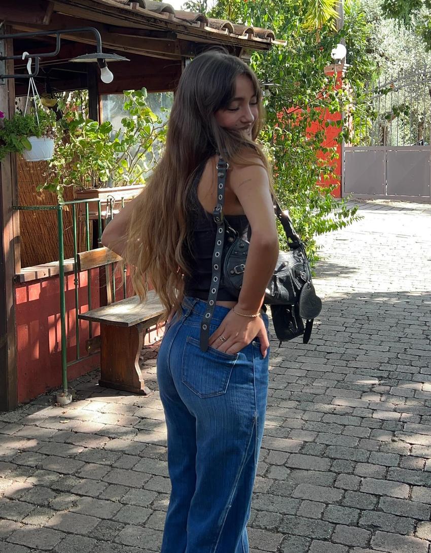 Jeans flare contraste-Bleu lavé-2