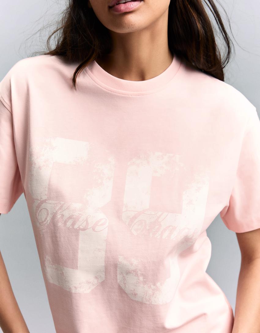 Camiseta manga corta print-Rosa