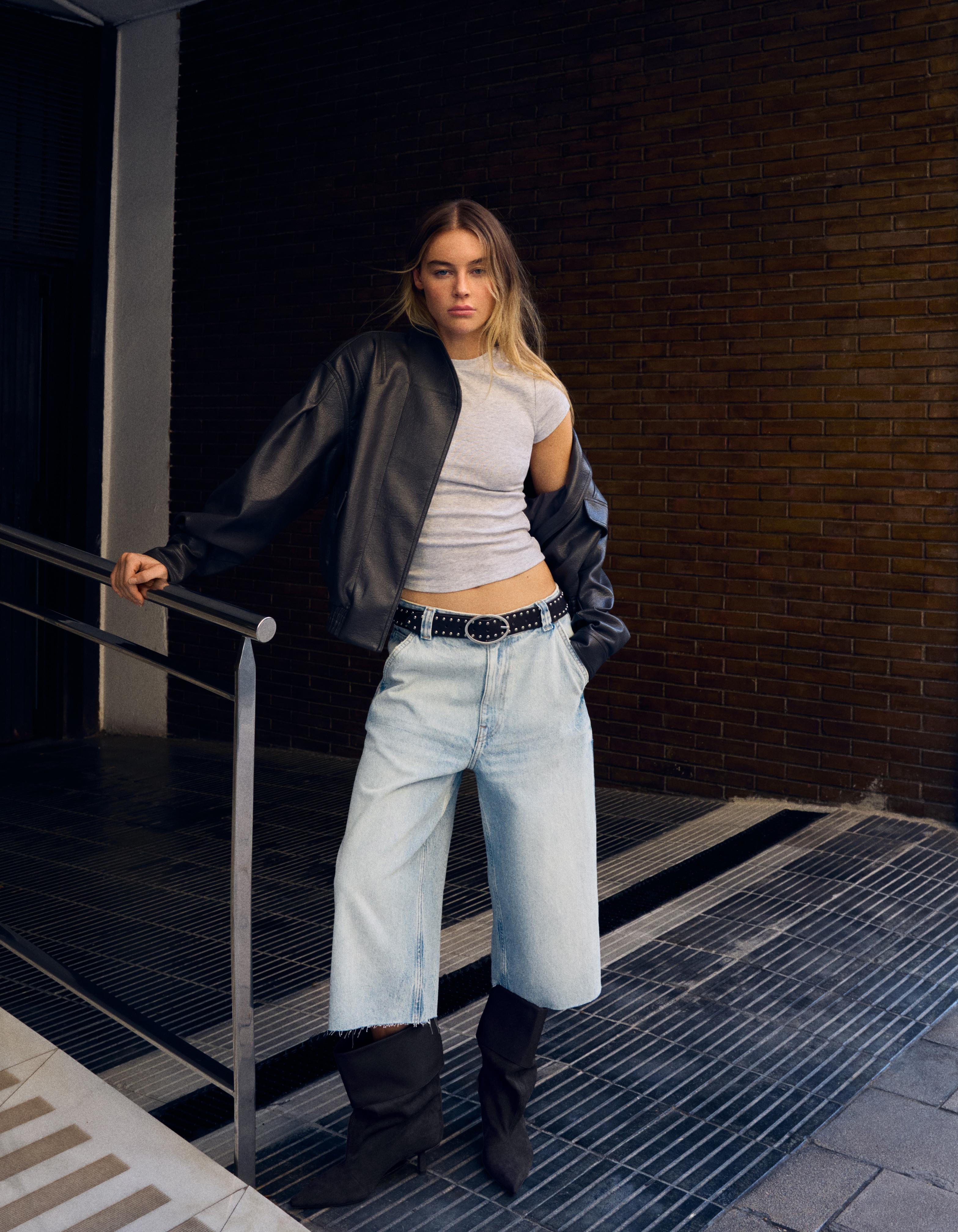 Denim skater jorts — Light blue