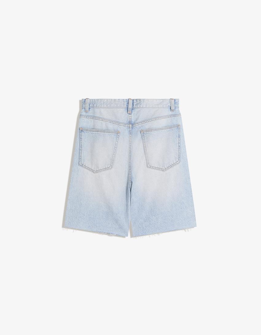 Bermuda denim rotos-Azul lavado
