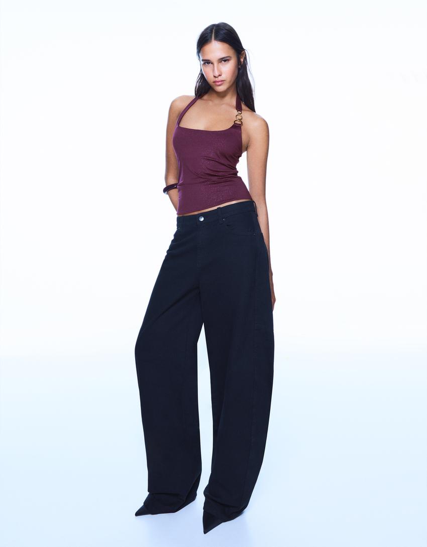 Top fluido ajustado com aros-Roxo