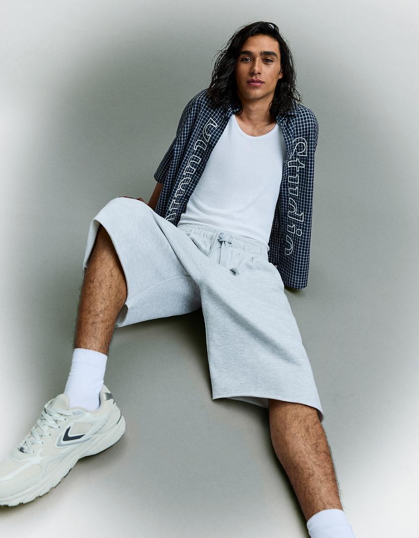 Jogger Bermuda shorts-Grey