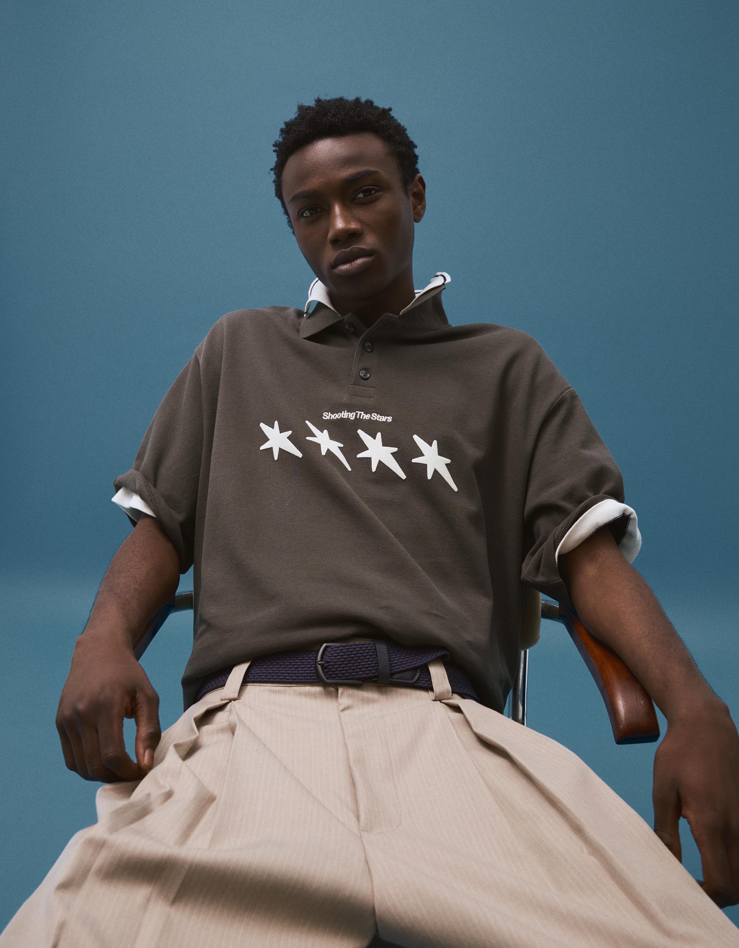 Baskılı boxy fit polo yaka t-shirt - Görsel 29