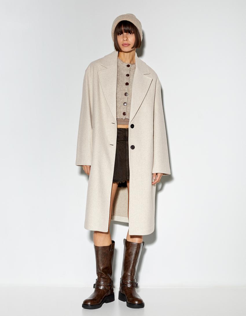 Manteau long soft-Sable-3