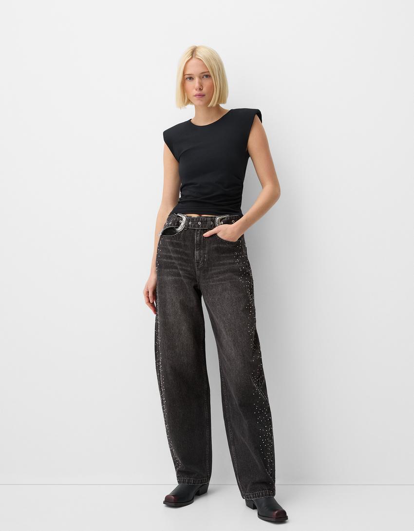 Bershka Pantaloni Jeans A Righe Bershka Balloon Pantaloni