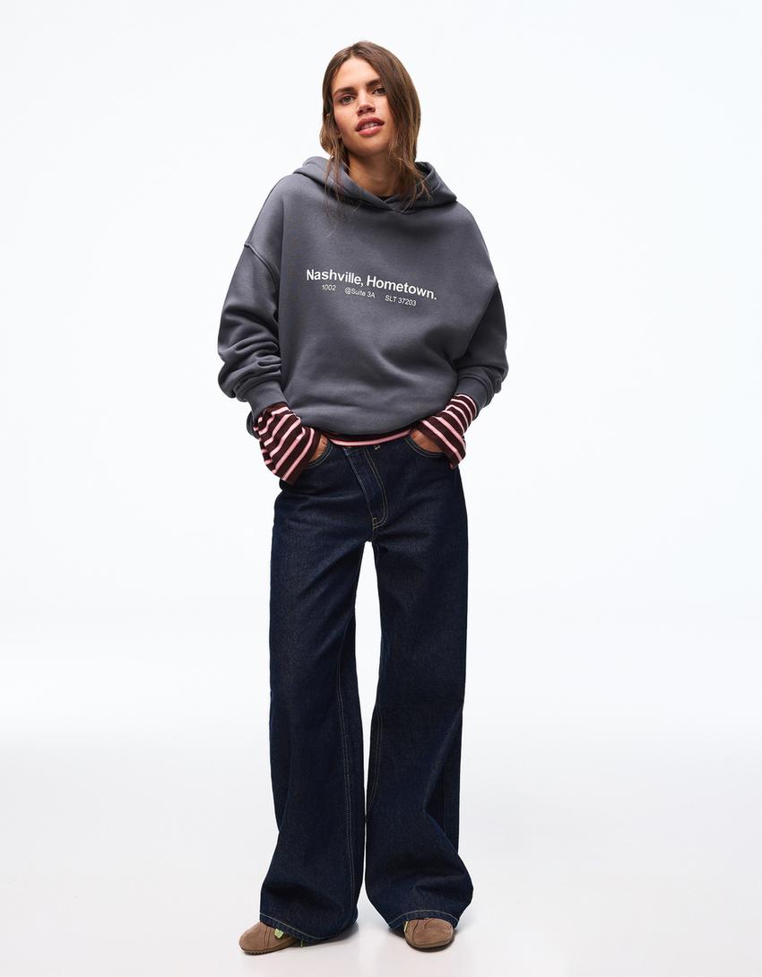 Printed hoodie-Dark grey