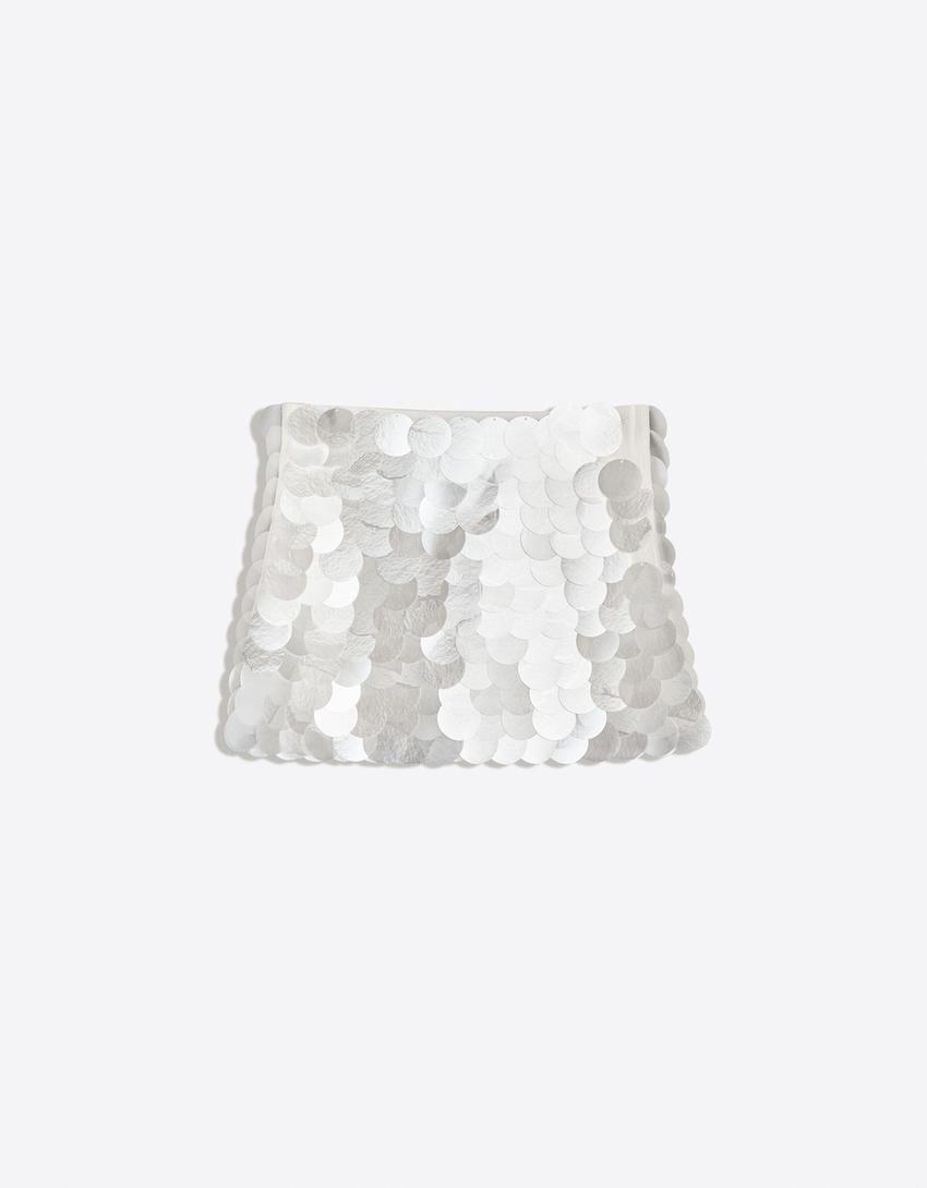 Sequinned maxi mini skirt-Off white