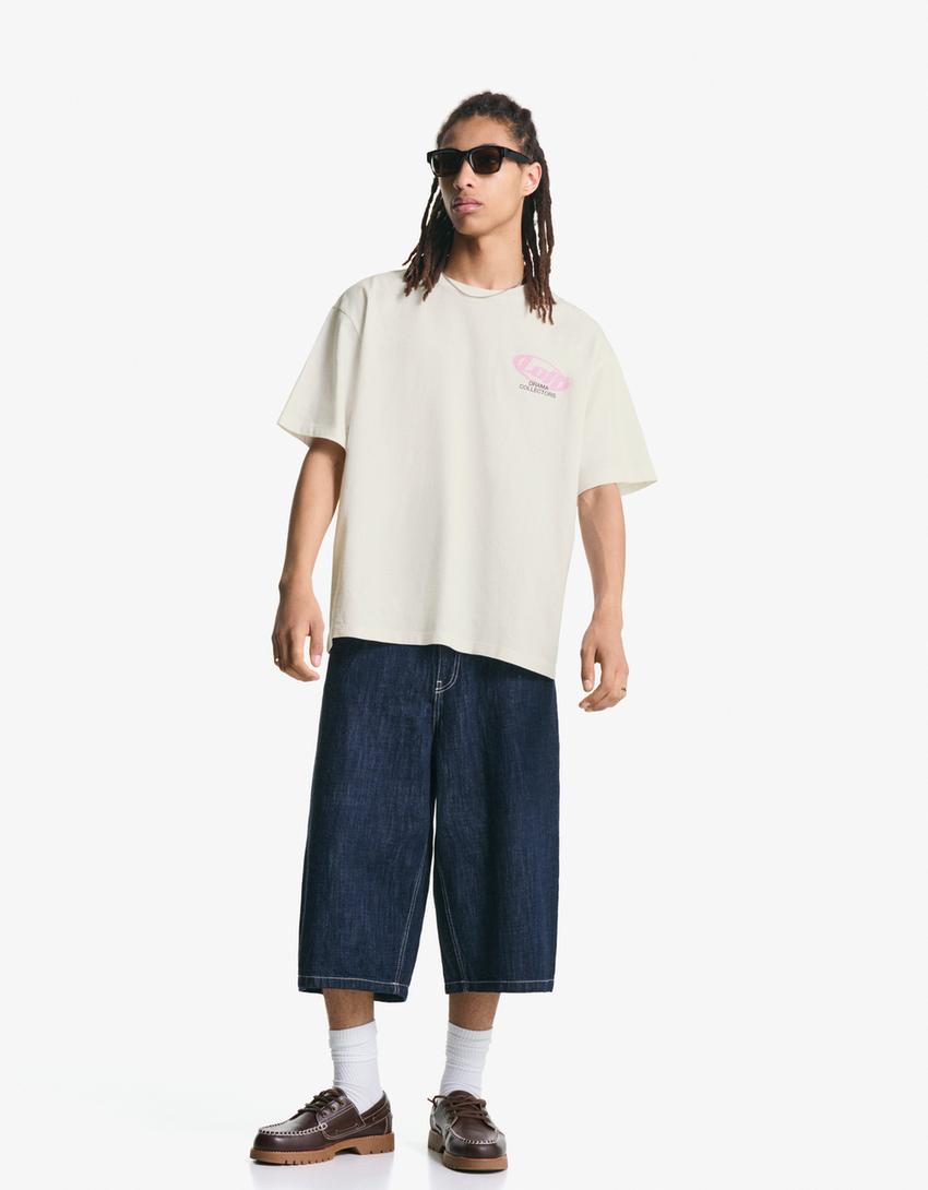 Short sleeve T-shirt with print-White