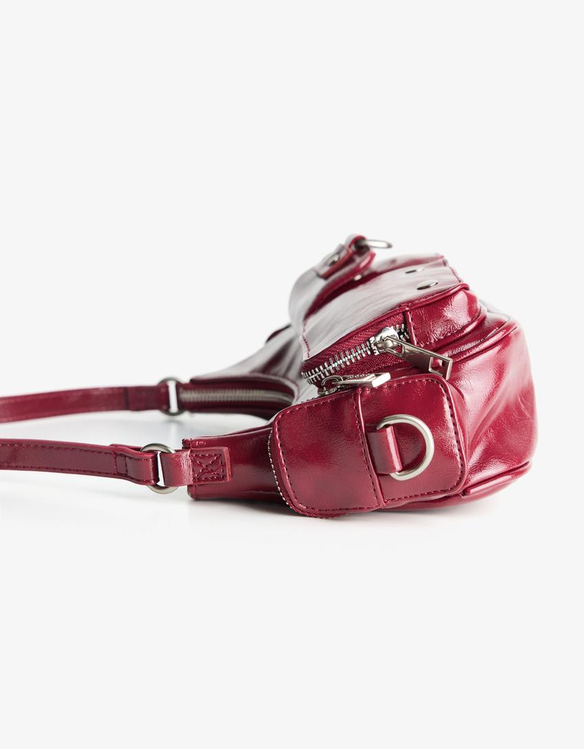 Mala de ombro com vários bolsos-Vermelho-1