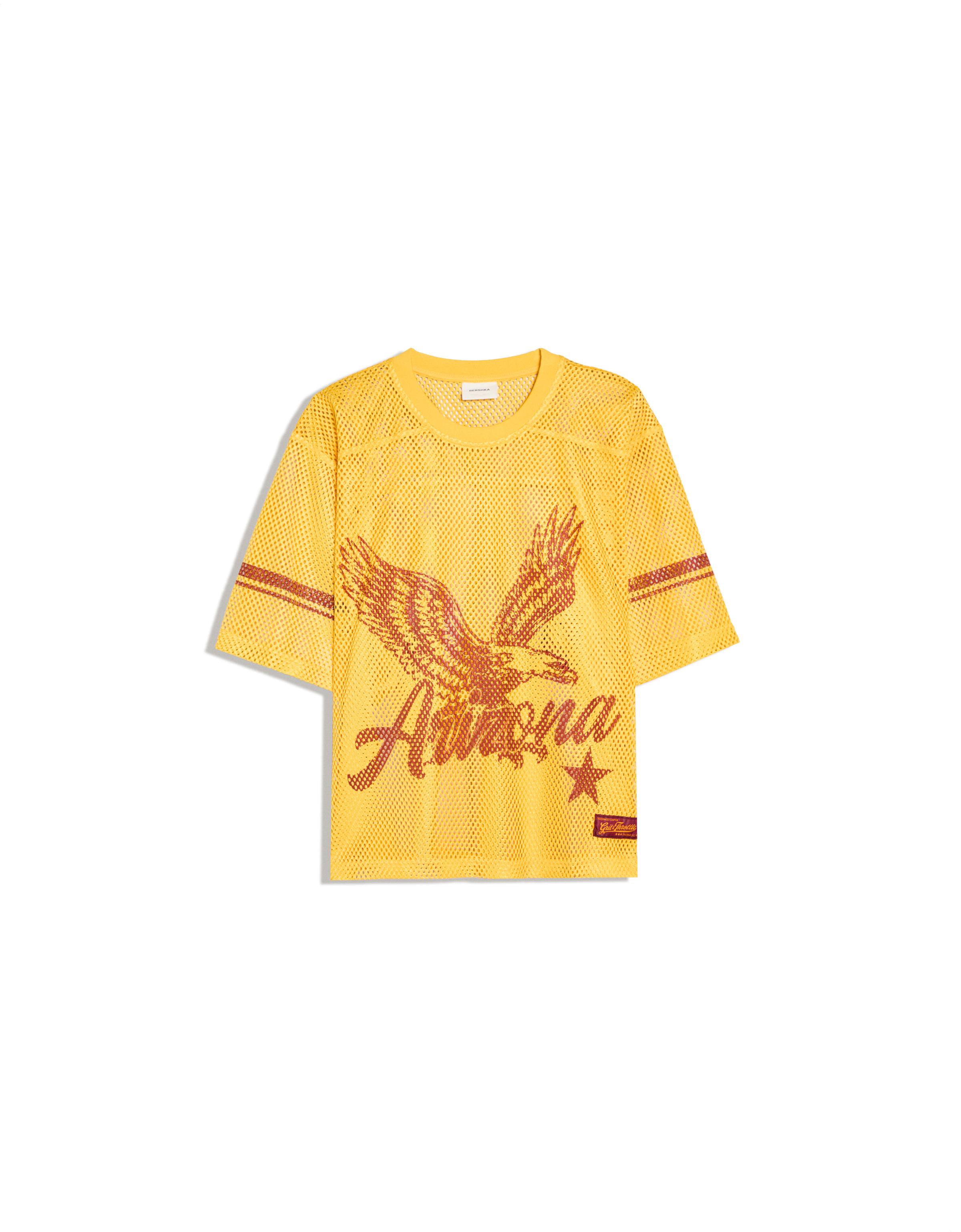 Boxy fit mesh print T-shirt — Yellow