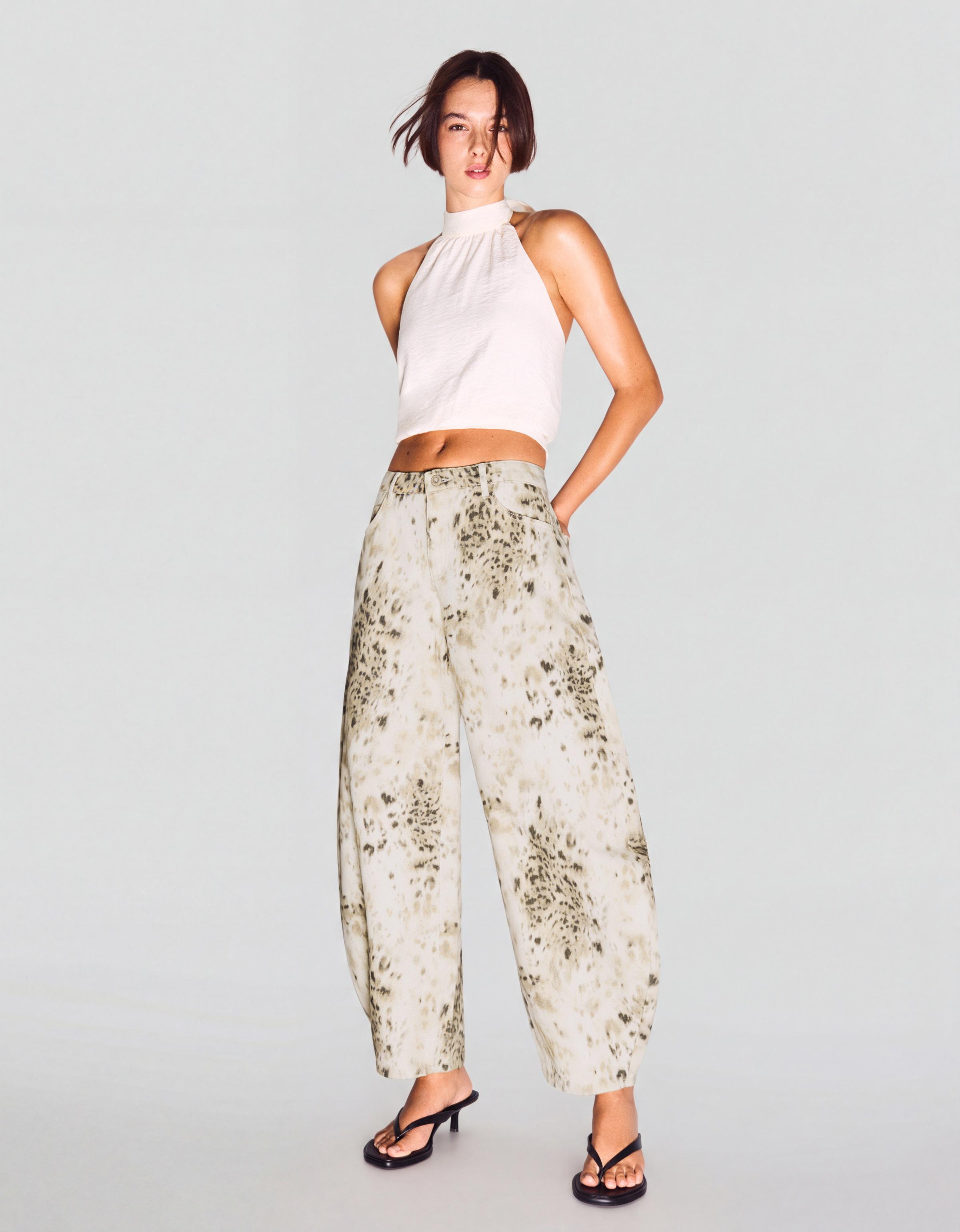 Baskılı barrel fit pantolon - Görsel 20