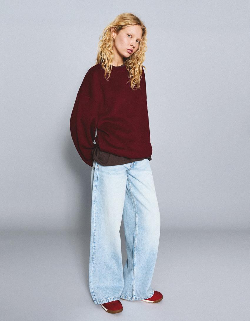 Oversize-Sweatshirt mit Taschen-Bordeaux-0