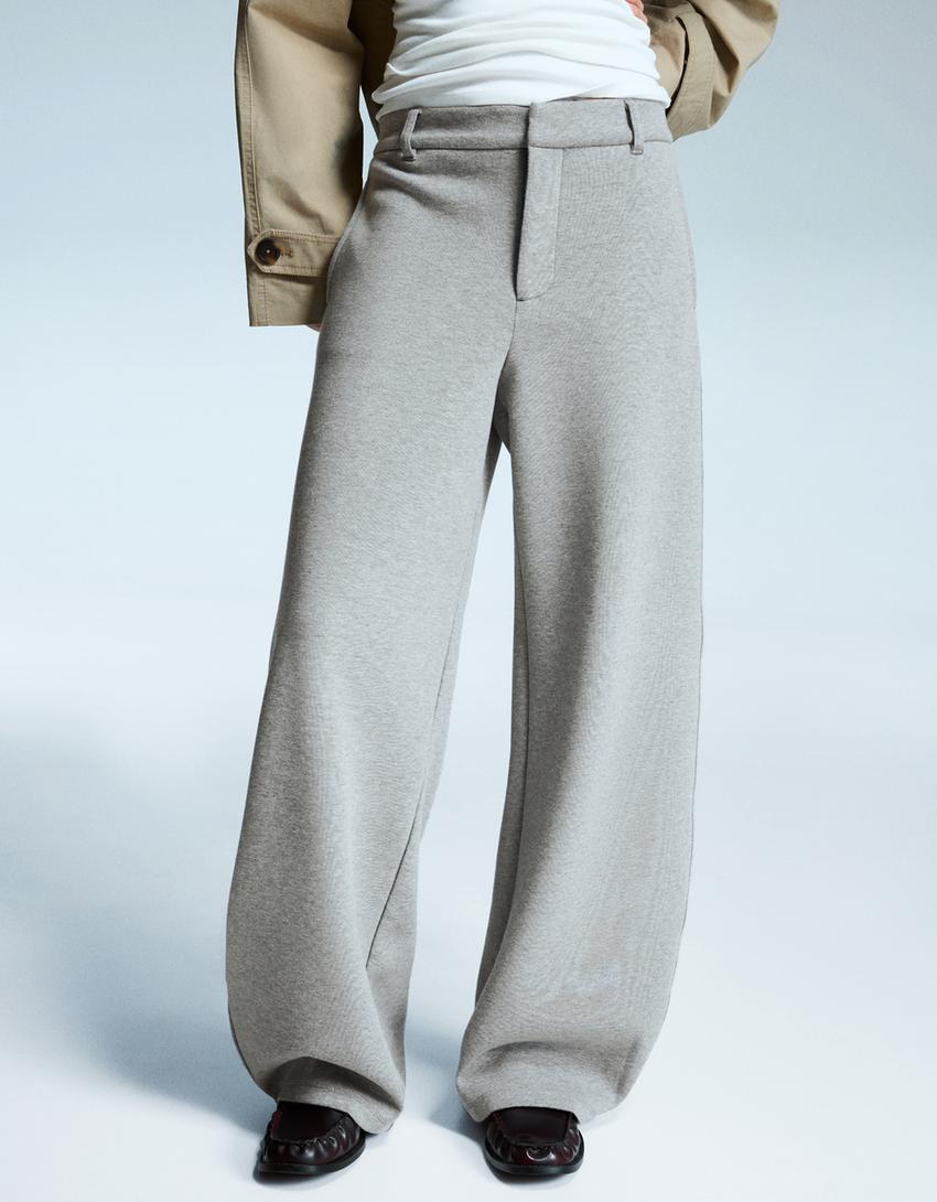 Puffärmel-Hose, tailored-Grau