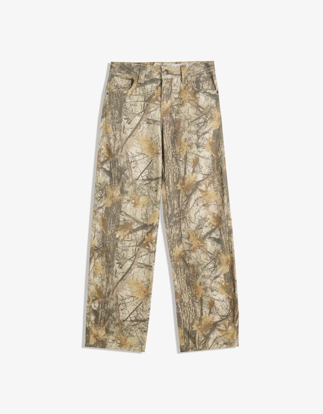 Printed barrel trousers