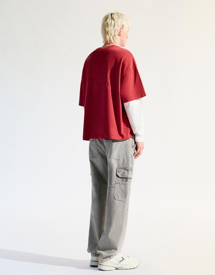 Jeans baggy cargo-Gris