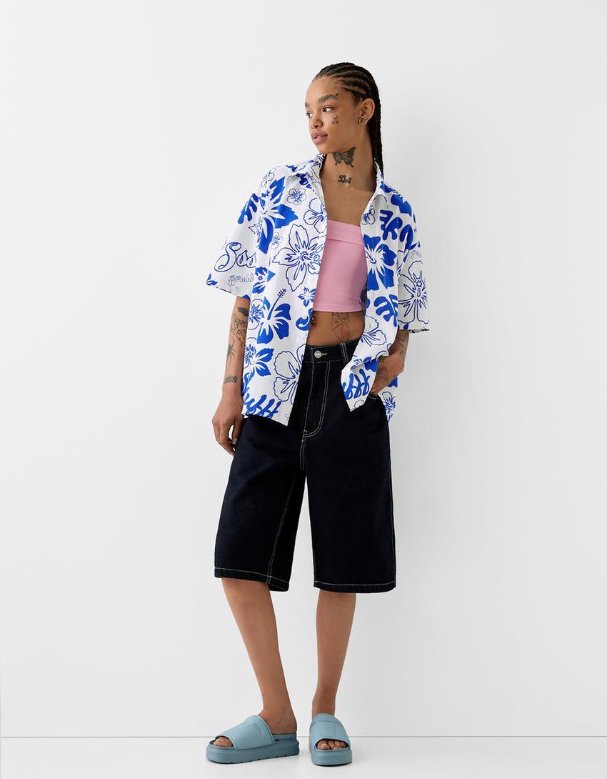 Chemise BERSSSHKA X SSSTUFFF imprimé floral-Bleu-2