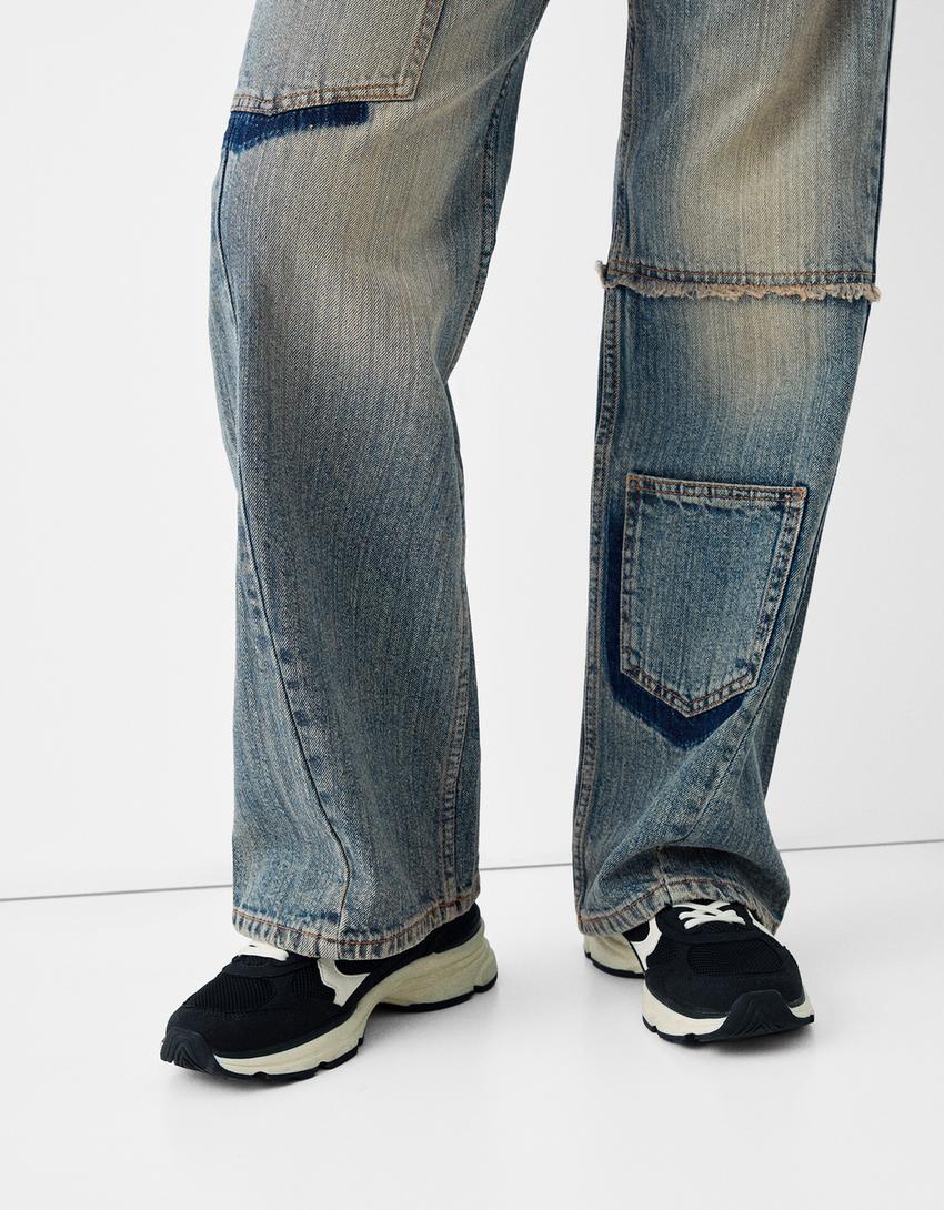 Wide leg baggy worker jean-Açık mavi-5