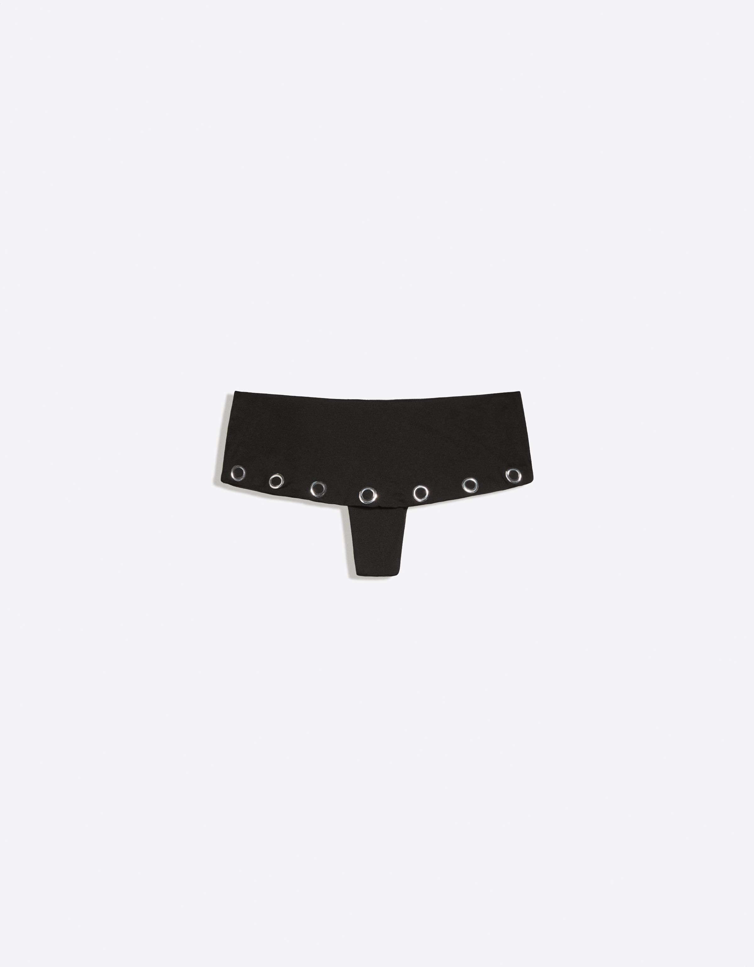 Eyelet frill bikini briefs — Black