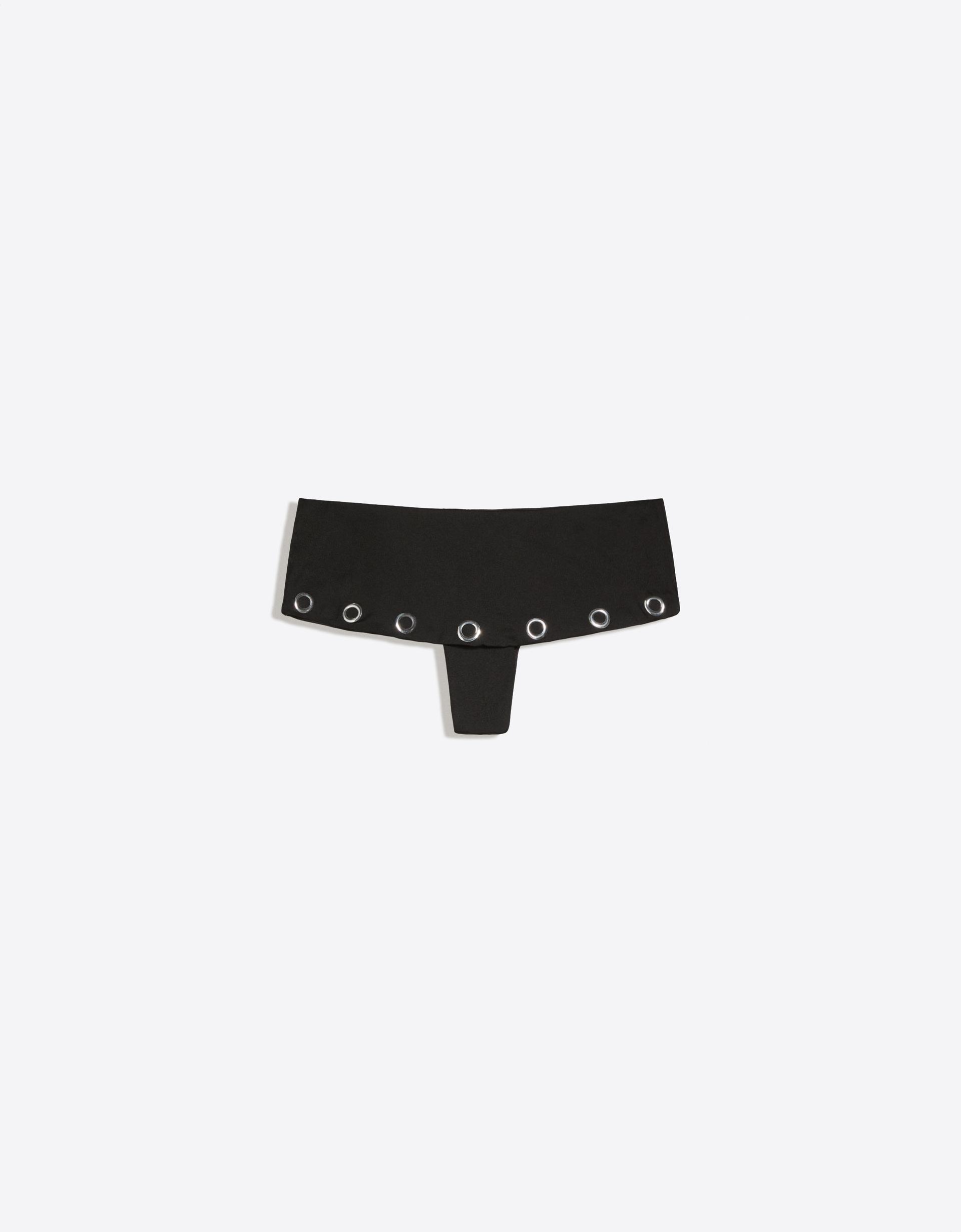 Off-Duty Rhythm — Eyelet ruffled bikini bottoms