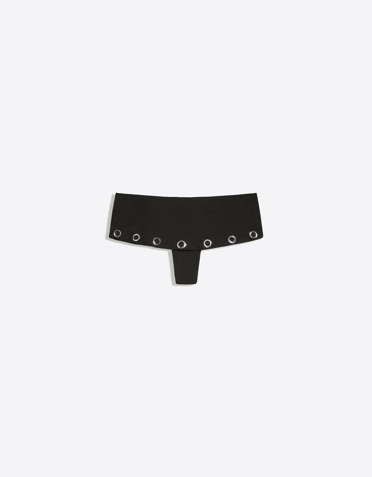 Eyelet frill bikini briefs — Black