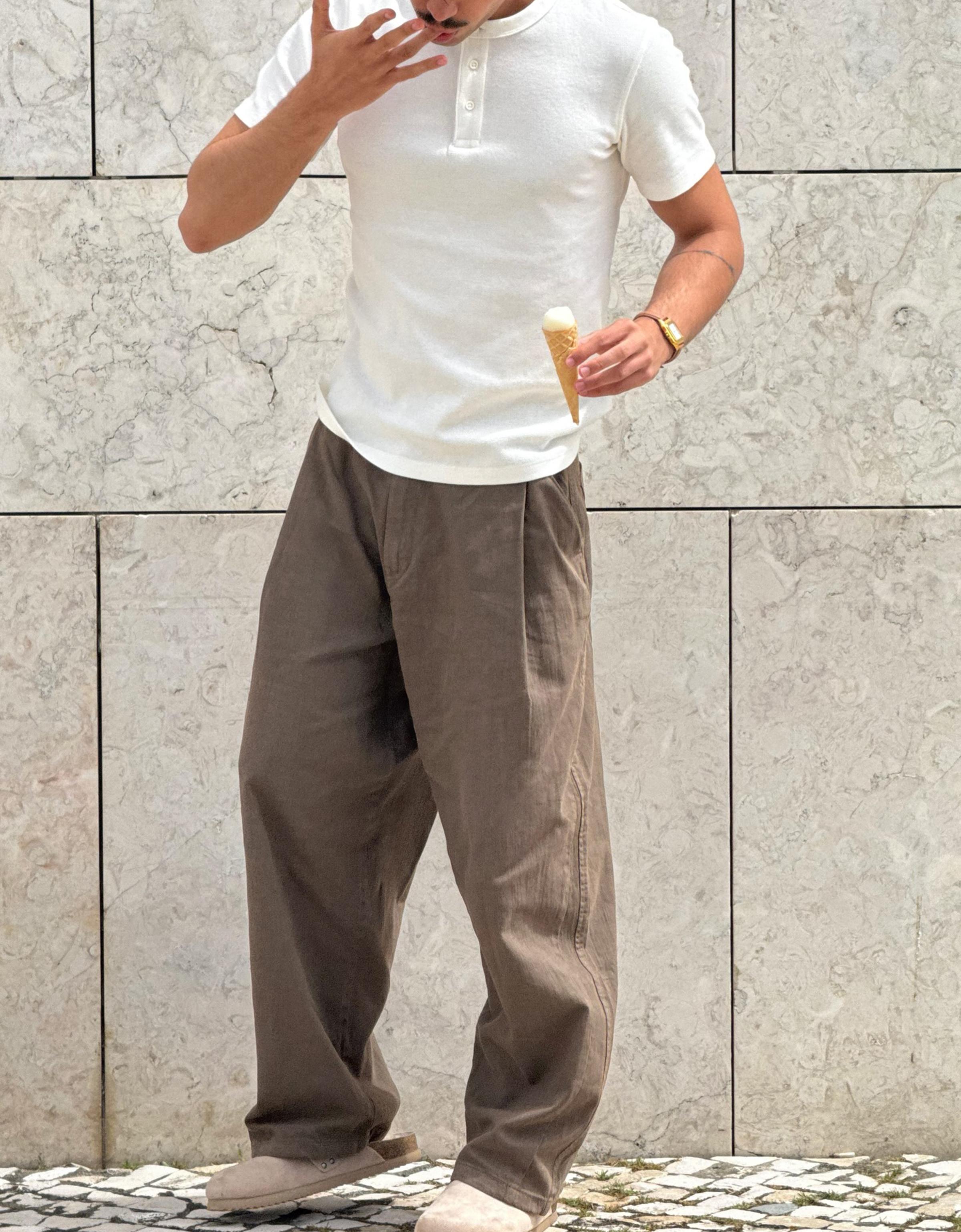 Short sleeve henley T-shirt — White
