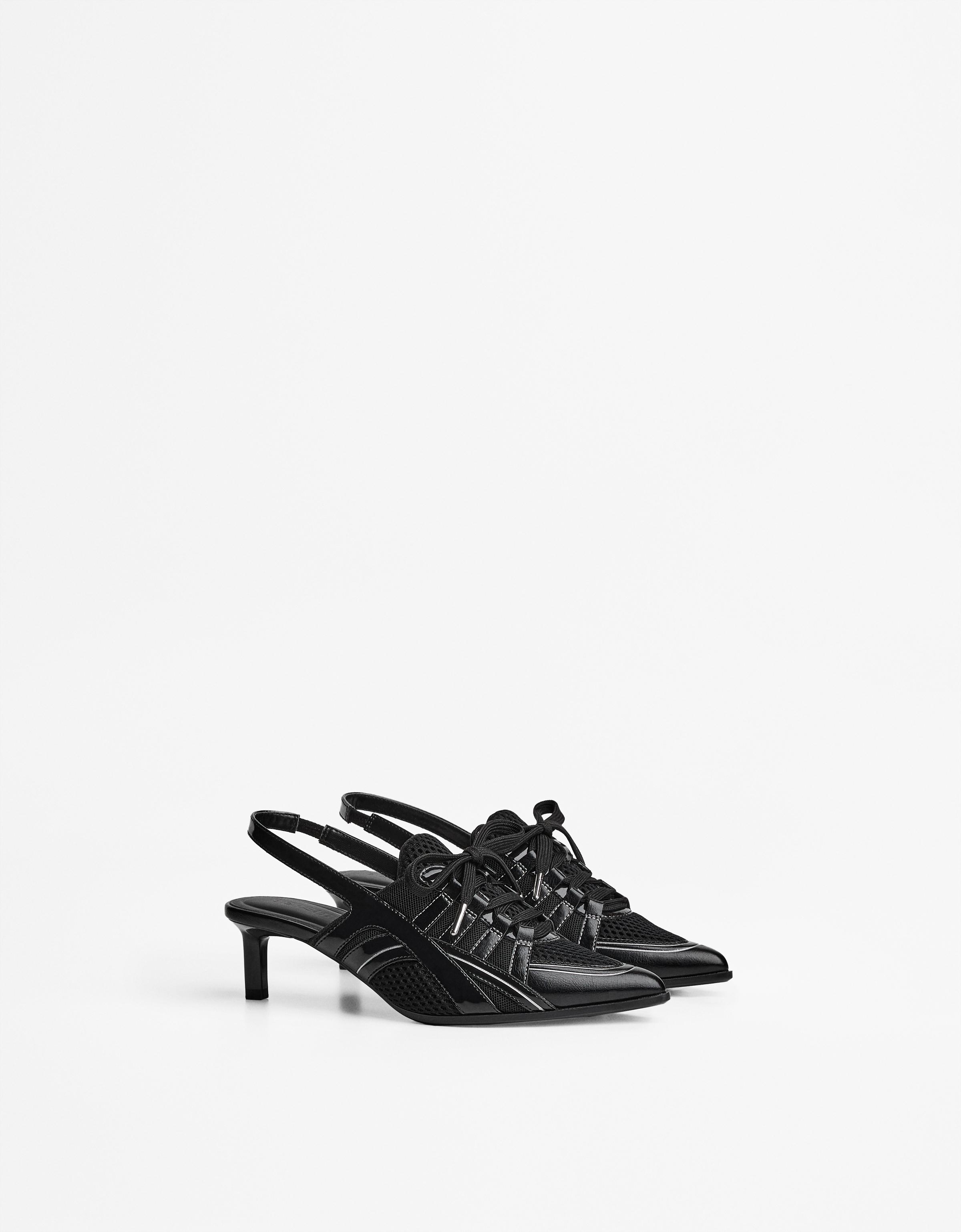 Bershka Schuhe Mit Halbhohem Absatz Und Offener Ferse Damen 39 Schwarz