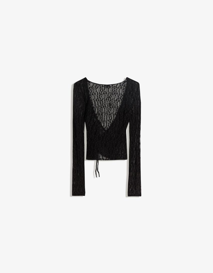 T-shirt manches longues blonda nudo-Noir