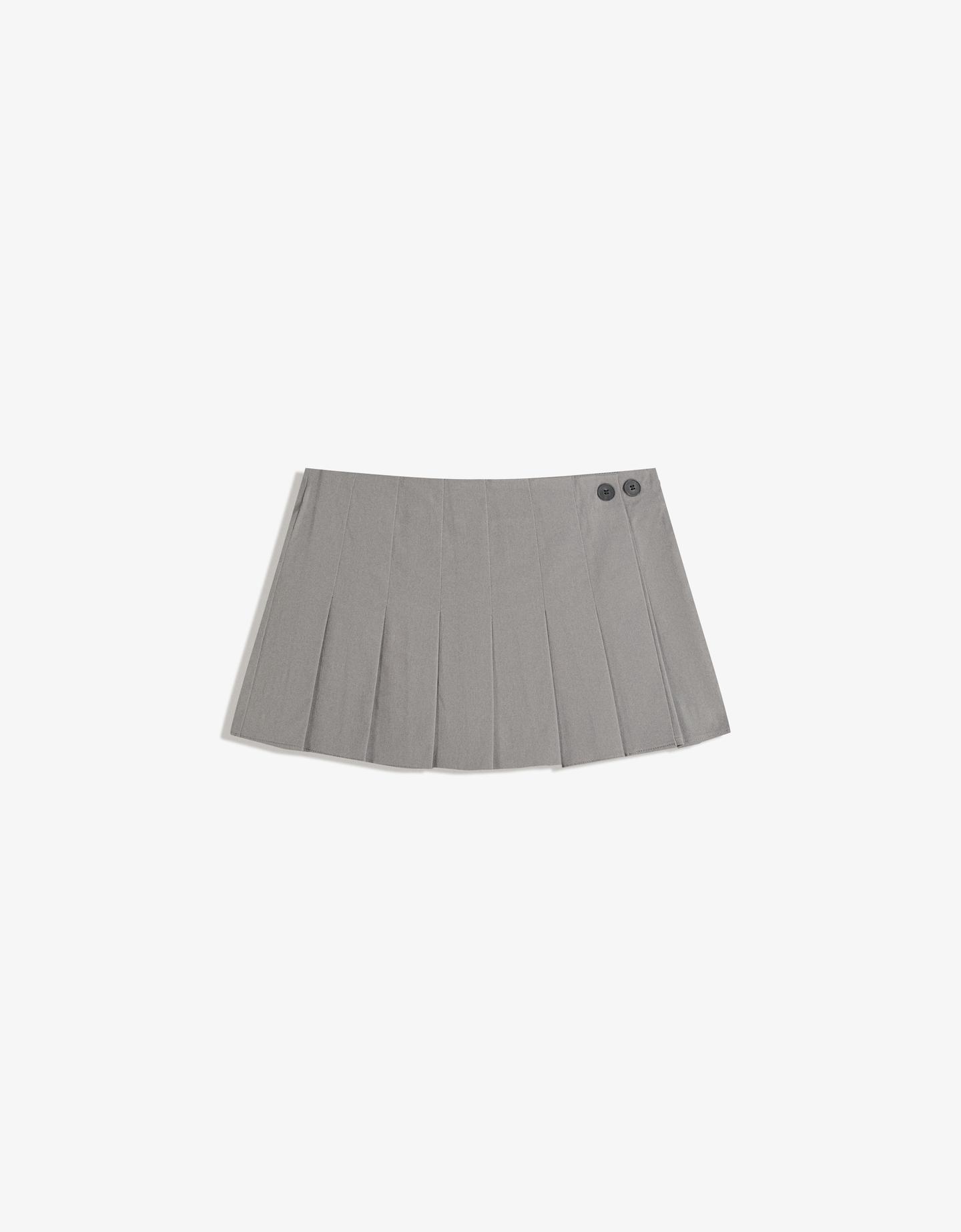 Bershka Falda Mini Tablas Mujer 38 Gris