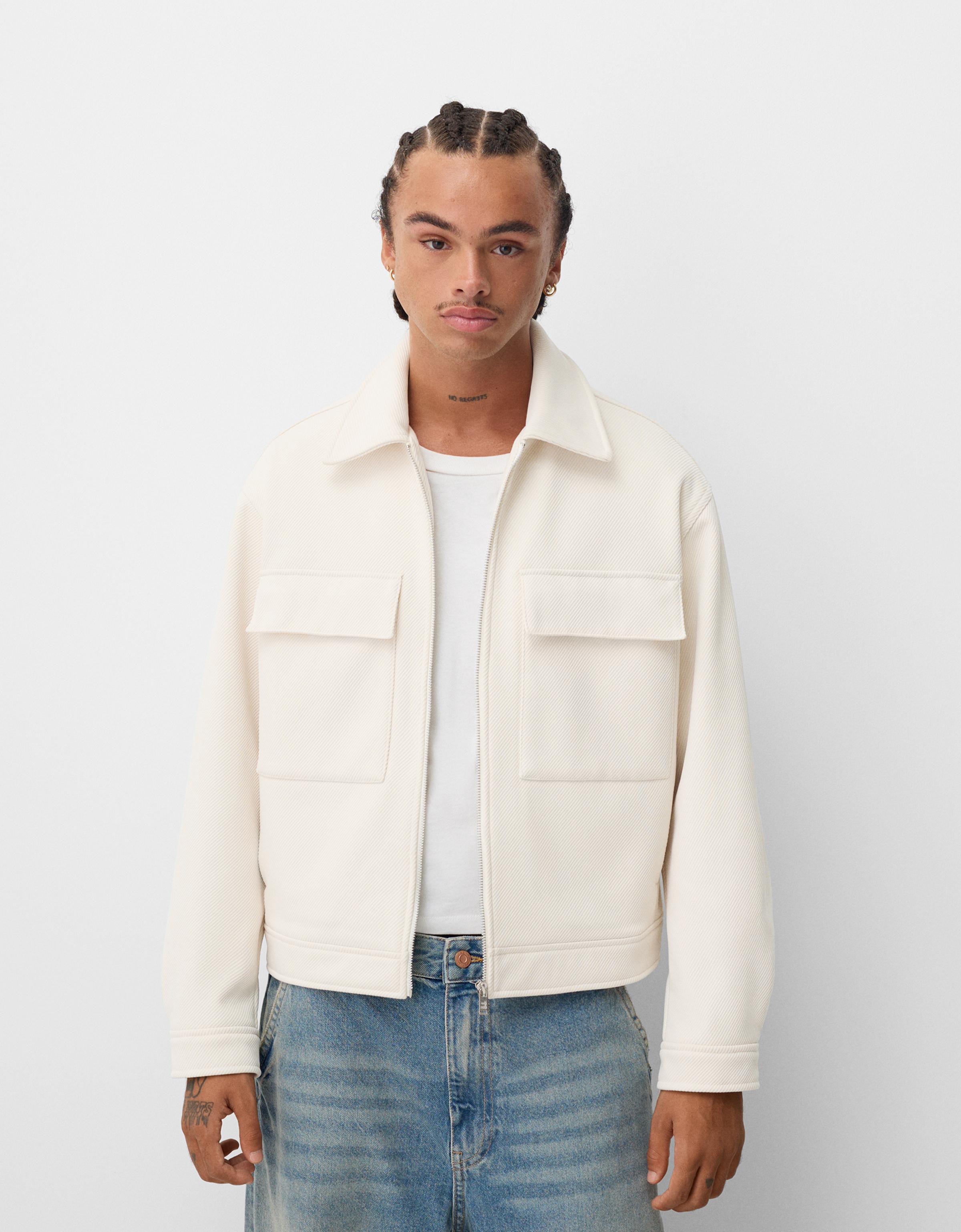 Bershka Jacke Mit Taschen Herren S Steinfarbe