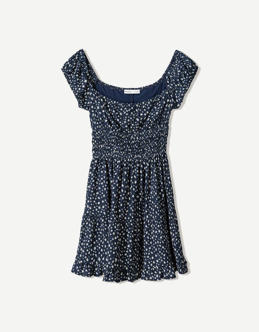 Vestido mini volantes-Marino