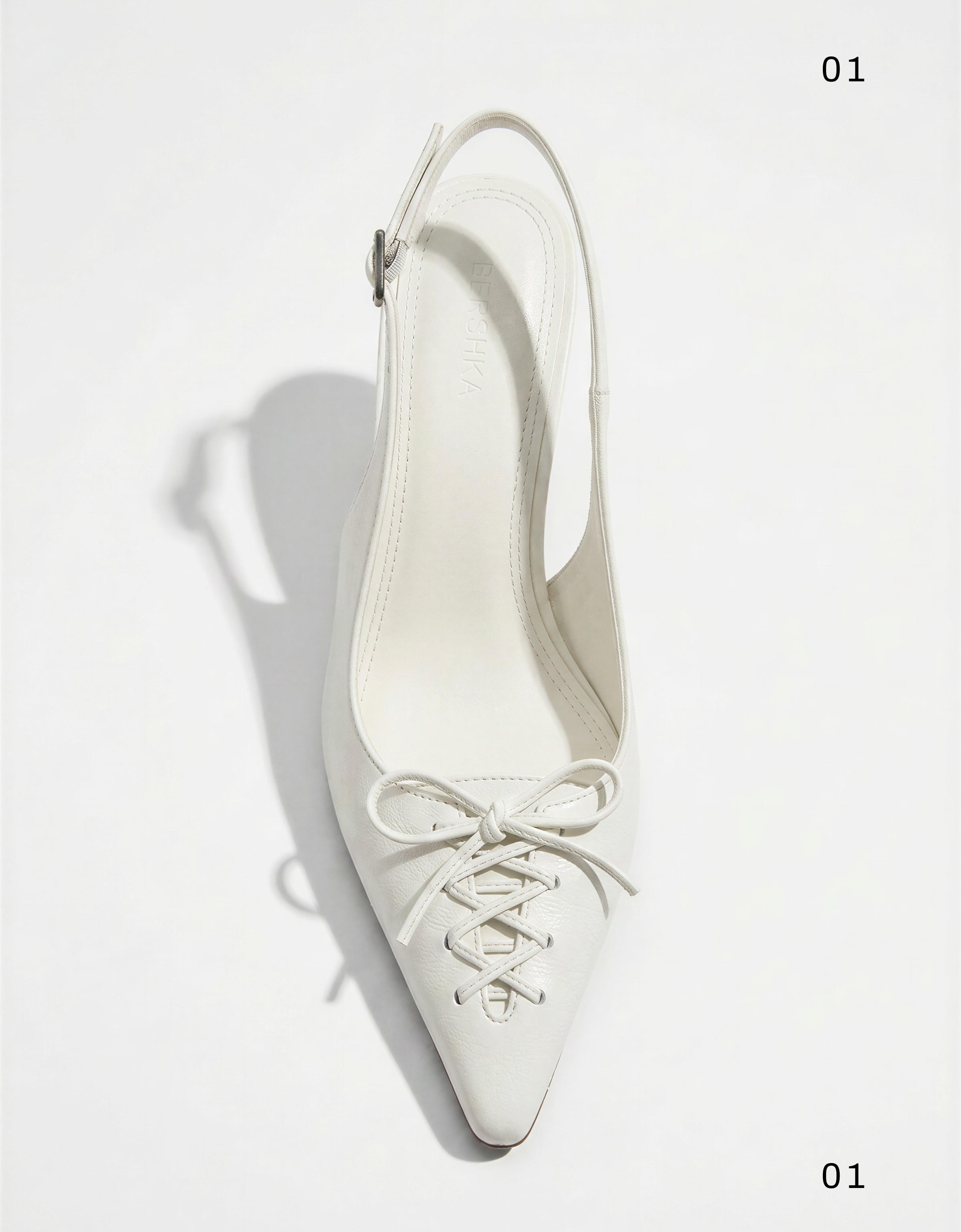 KITTEN HEEL CORSET SHOES — WHITE