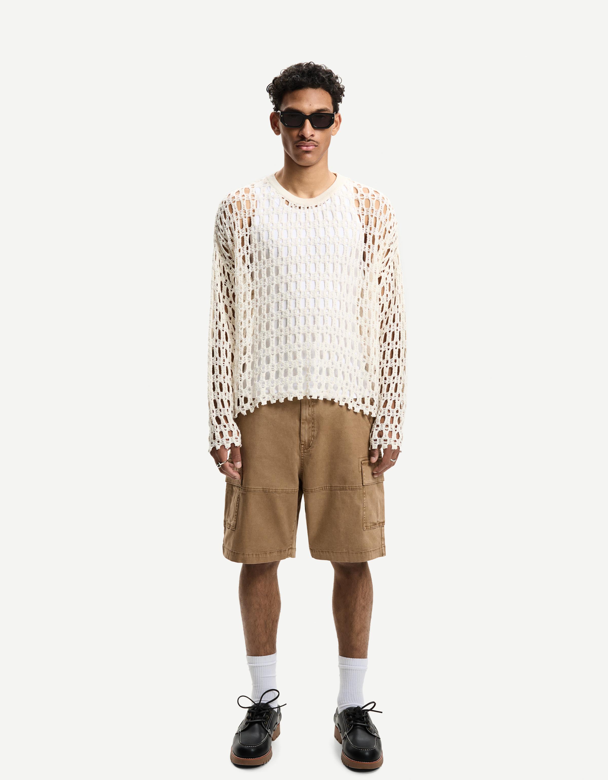 Bershka Cargo-Bermudas Herren 44 Camel