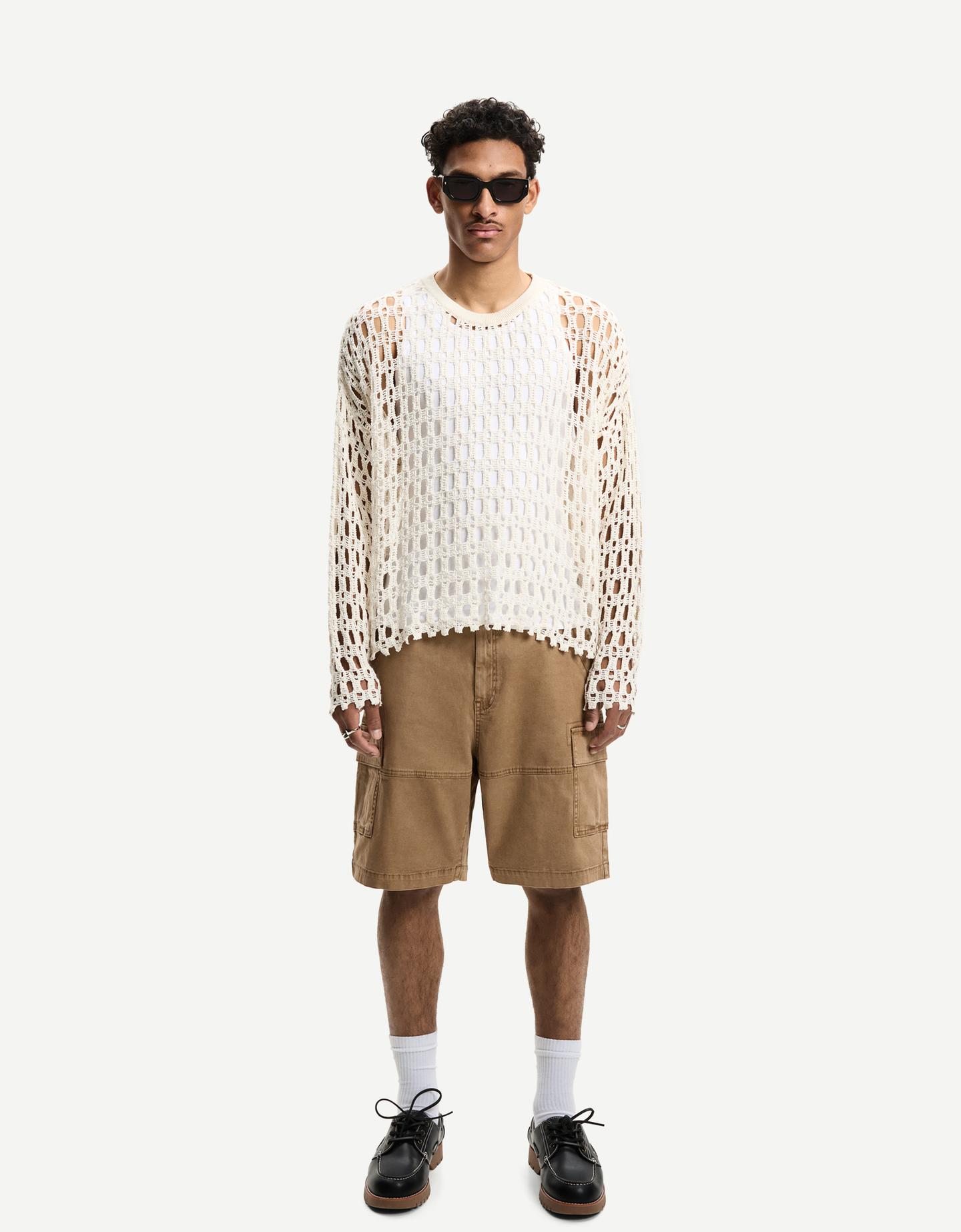 Bershka Bermuda Cargo Hombre 38 Camel