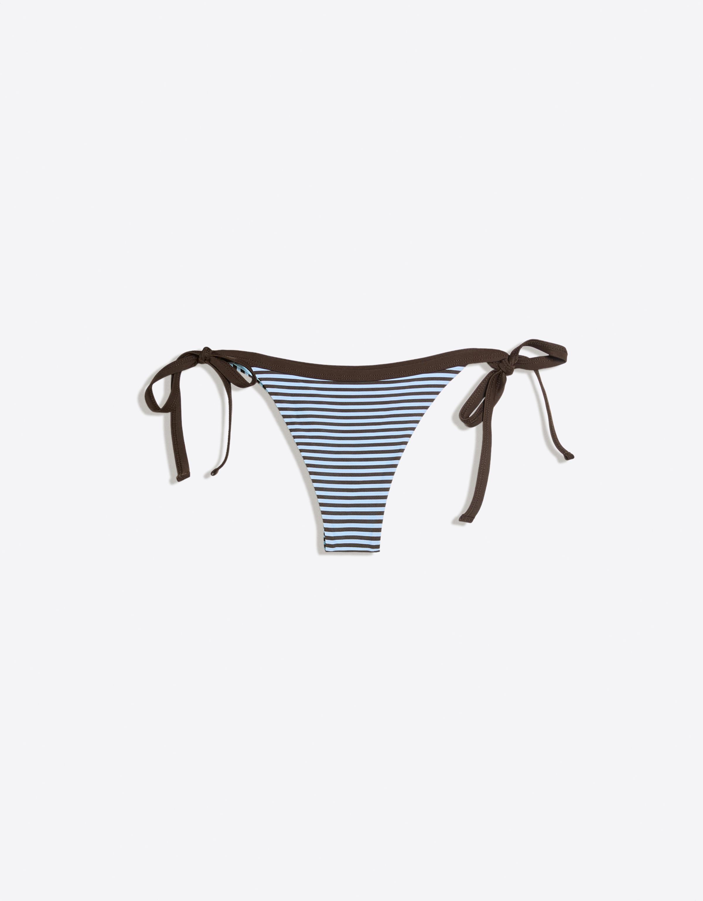 Striped Brazilian bikini briefs — Blue