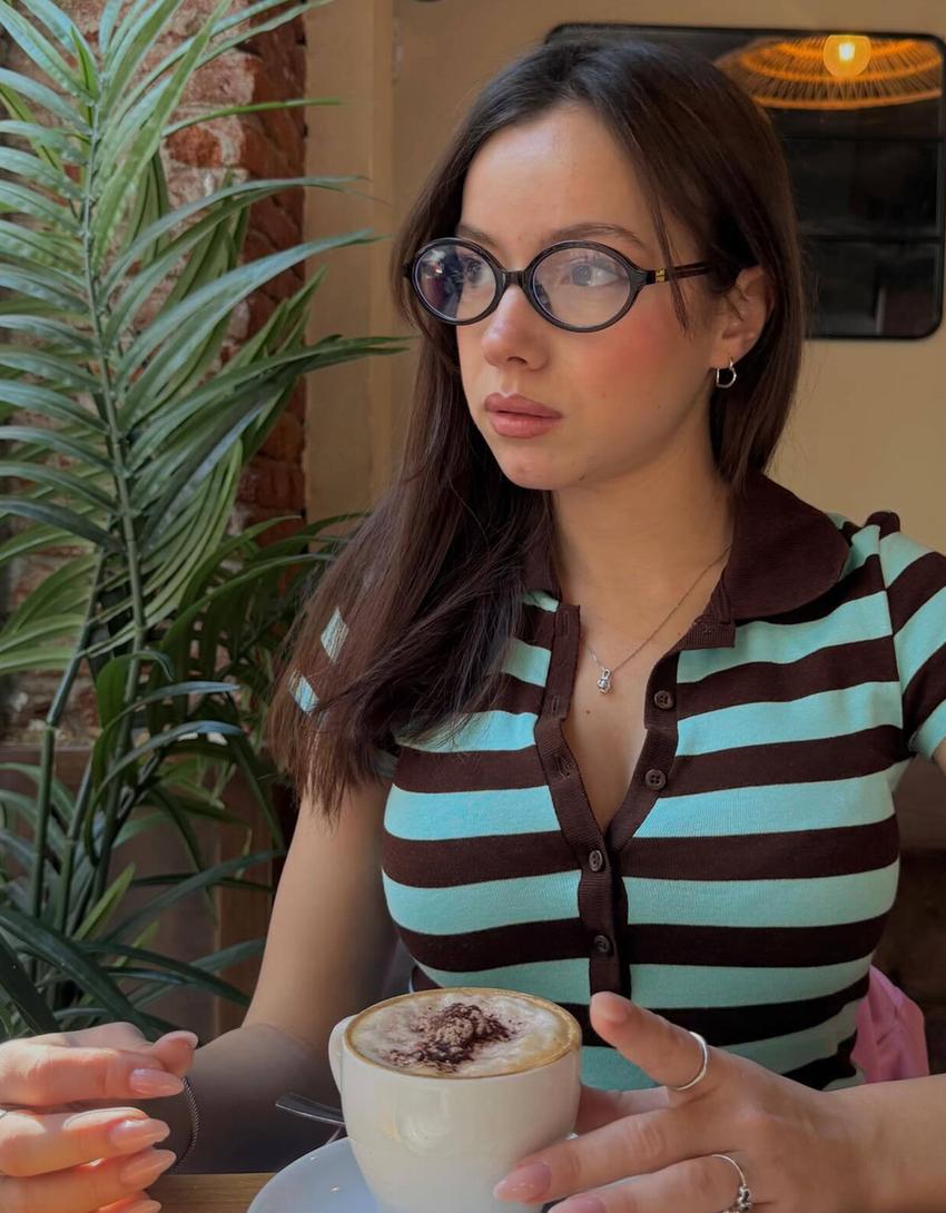 Striped short sleeve polo shirt-Brown